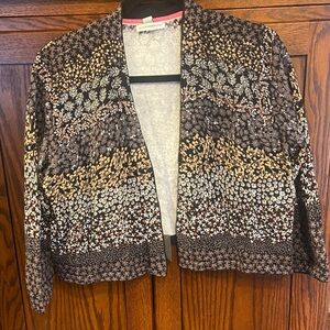 Isaac Mizrahi Women's Floral Sweater Shrug - Black, Brown, Cream